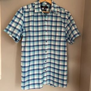Men’s short sleeve button down shirt blue Large